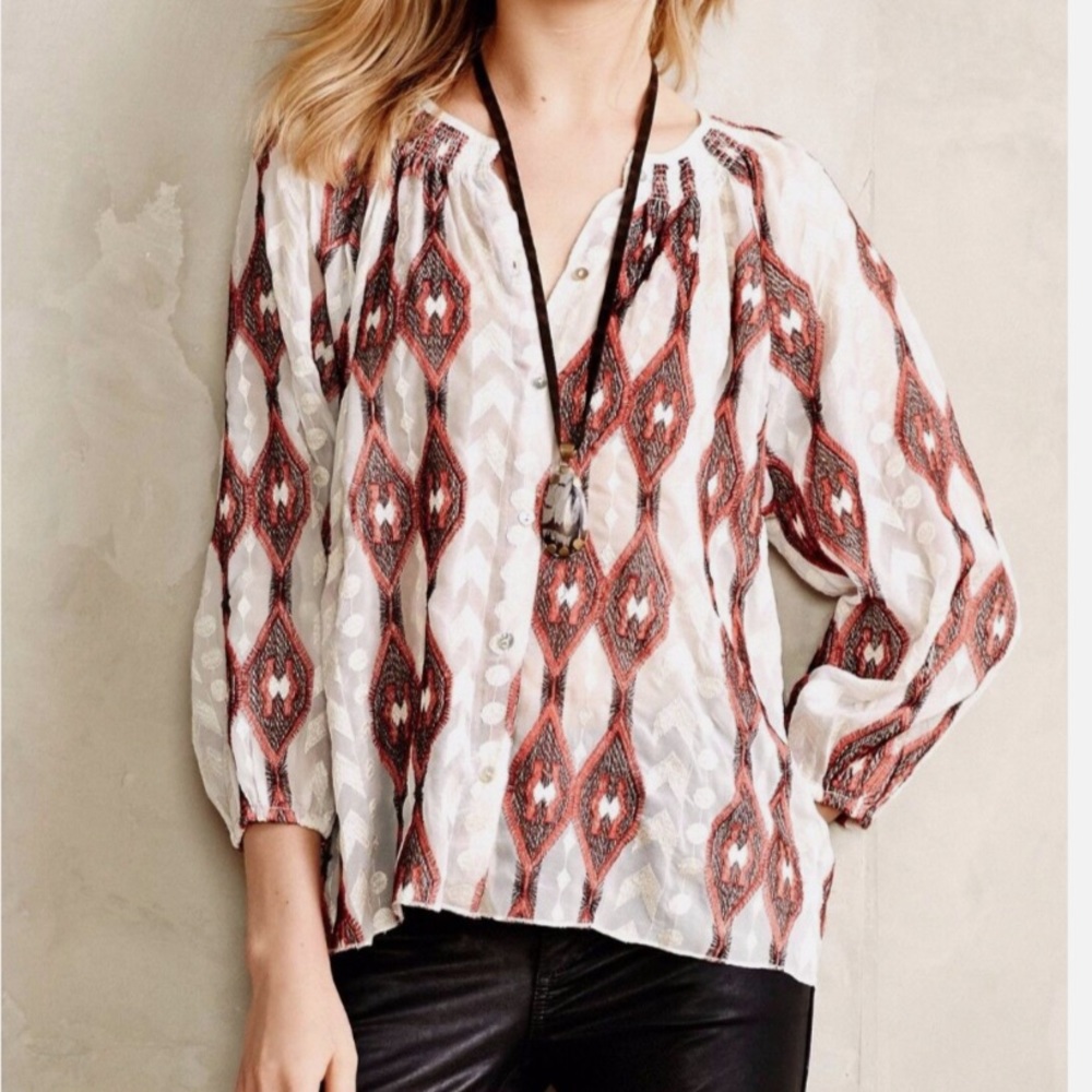 Anthropologie Embroidered Blouse szS-Near New